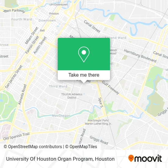 University Of Houston Organ Program map