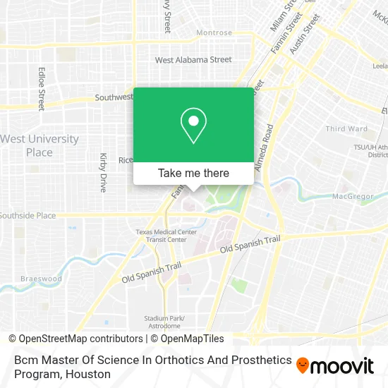Bcm Master Of Science In Orthotics And Prosthetics Program map