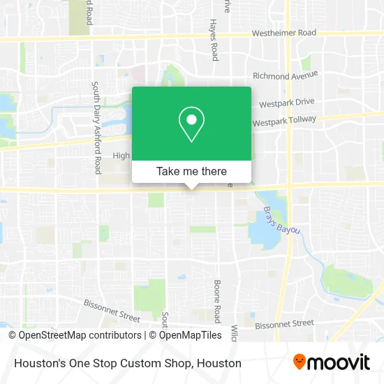 Houston's One Stop Custom Shop map