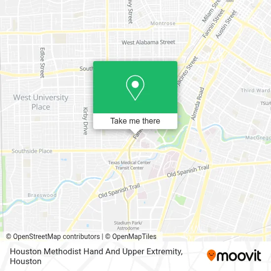 Houston Methodist Hand And Upper Extremity map