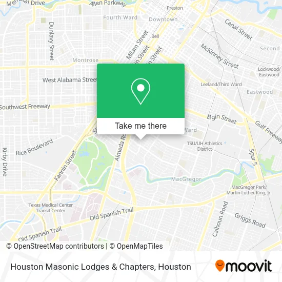 Houston Masonic Lodges & Chapters map