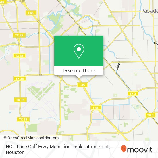 Mapa de HOT Lane Gulf Frwy Main Line Declaration Point