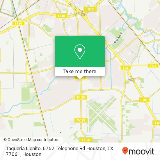 Mapa de Taqueria Llenito, 6762 Telephone Rd Houston, TX 77061