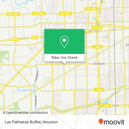 Mapa de Las Palmeras Buffet, 5821 Bellaire Blvd Houston, TX 77081