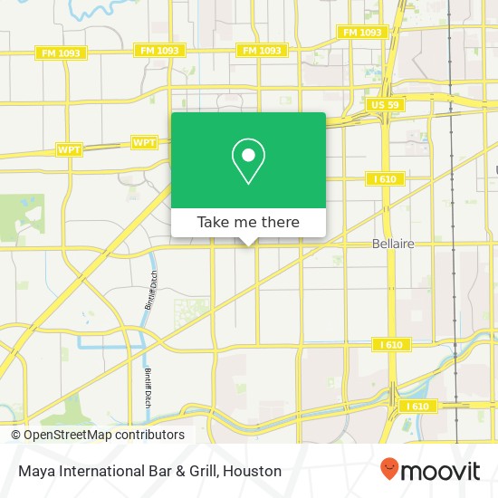 Mapa de Maya International Bar & Grill, 5941 Bellaire Blvd Houston, TX 77081