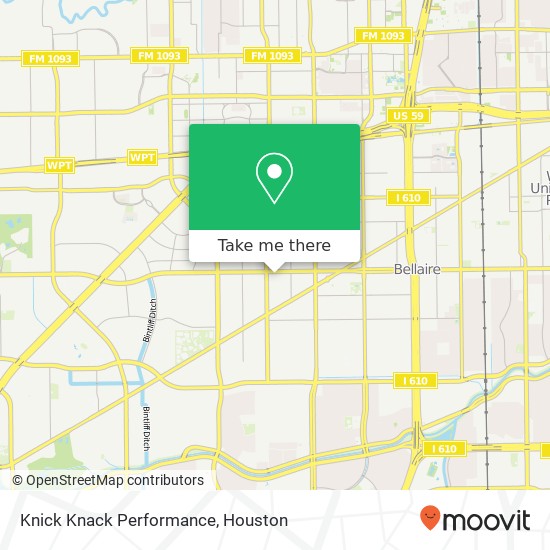 Mapa de Knick Knack Performance, 5803 Bellaire Blvd Houston, TX 77081