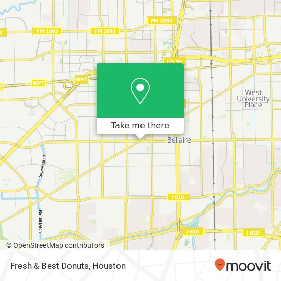 Mapa de Fresh & Best Donuts, 5214 Bellaire Blvd Bellaire, TX 77401