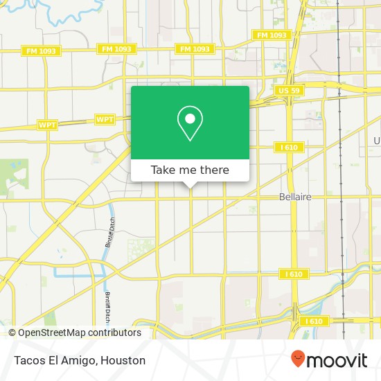 Mapa de Tacos El Amigo, Dashwood Dr Houston, TX 77081