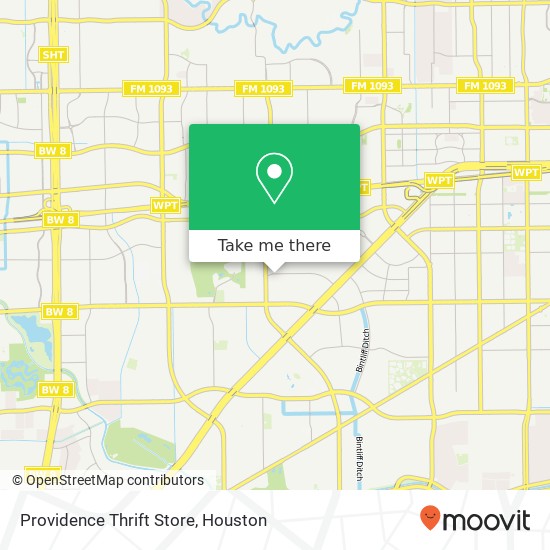 Mapa de Providence Thrift Store, 7671 Clarewood Dr Houston, TX 77036