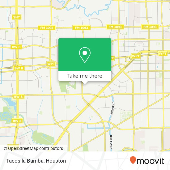 Mapa de Tacos la Bamba, 7644 Clarewood Dr Houston, TX 77036