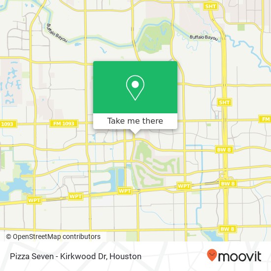 Mapa de Pizza Seven - Kirkwood Dr, 2825 S Kirkwood Rd Houston, TX 77082