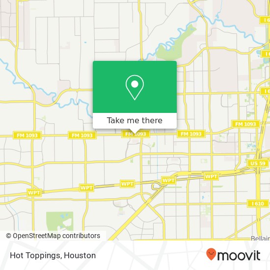 Mapa de Hot Toppings, 7705 Westheimer Rd Houston, TX 77063