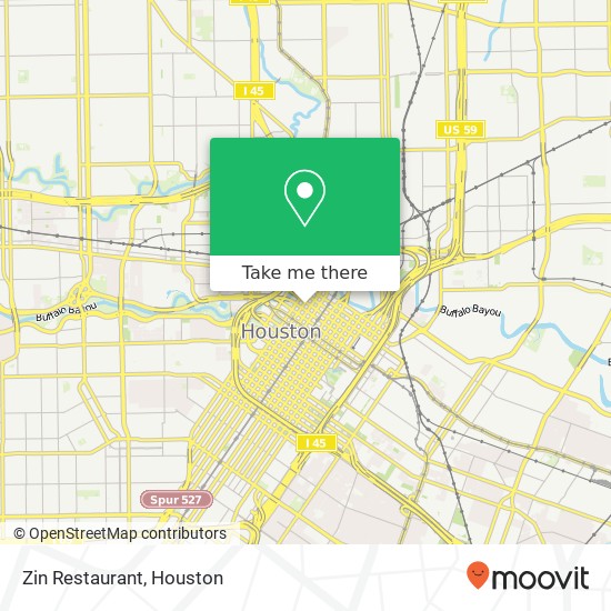 Mapa de Zin Restaurant, 401 Louisiana St Houston, TX 77002