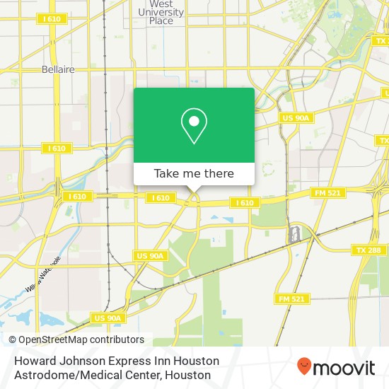 Howard Johnson Express Inn Houston Astrodome / Medical Center map
