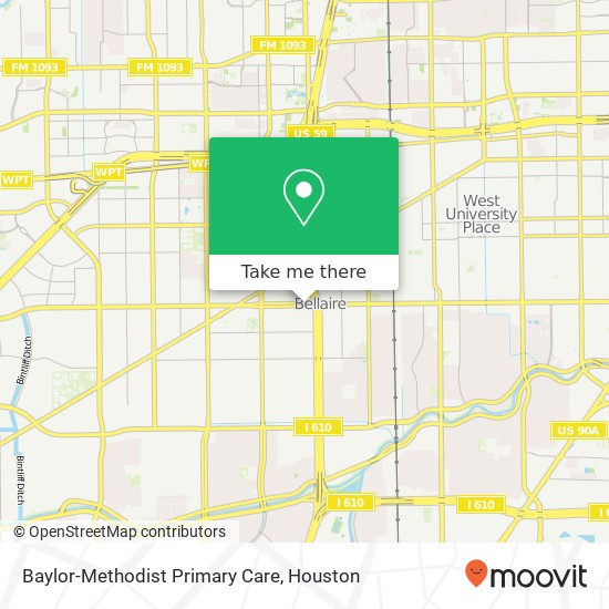 Baylor-Methodist Primary Care map