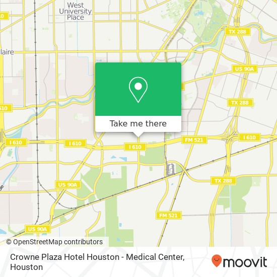 Mapa de Crowne Plaza Hotel Houston - Medical Center