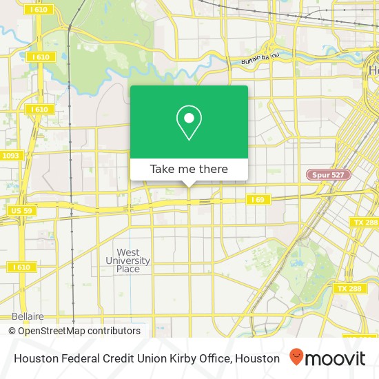 Houston Federal Credit Union Kirby Office map