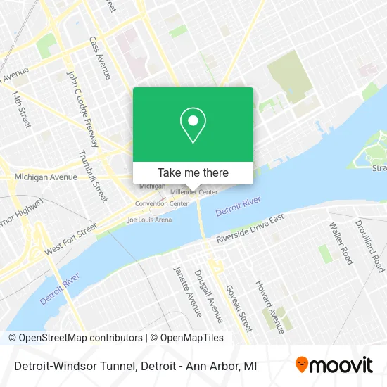 Detroit-Windsor Tunnel map