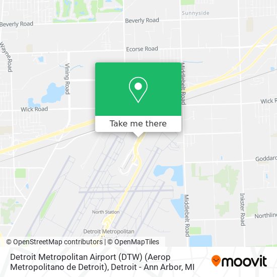 Detroit Metropolitan Airport (DTW) (Aerop Metropolitano de Detroit) map