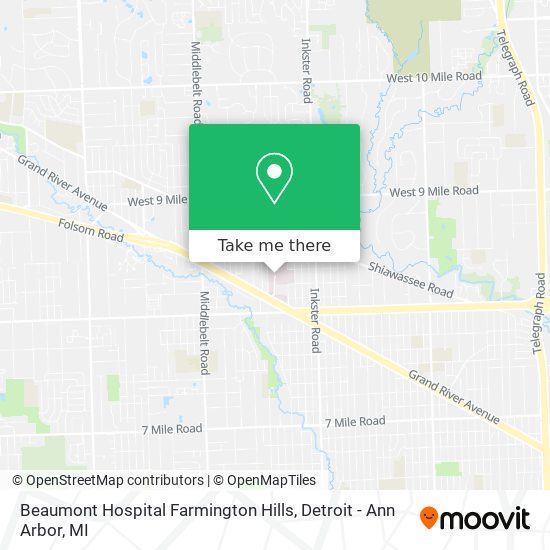 How to get to Beaumont Hospital Farmington Hills in Detroit Ann