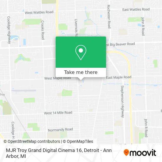 MJR Troy Grand Digital Cinema 16 map
