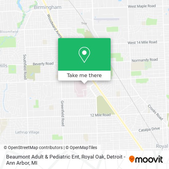Beaumont Adult & Pediatric Ent, Royal Oak map