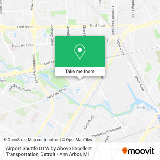 Airport Shuttle DTW by Above Excellent Transportation map