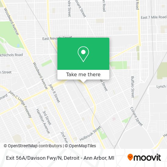 Exit 56A/Davison Fwy/N map