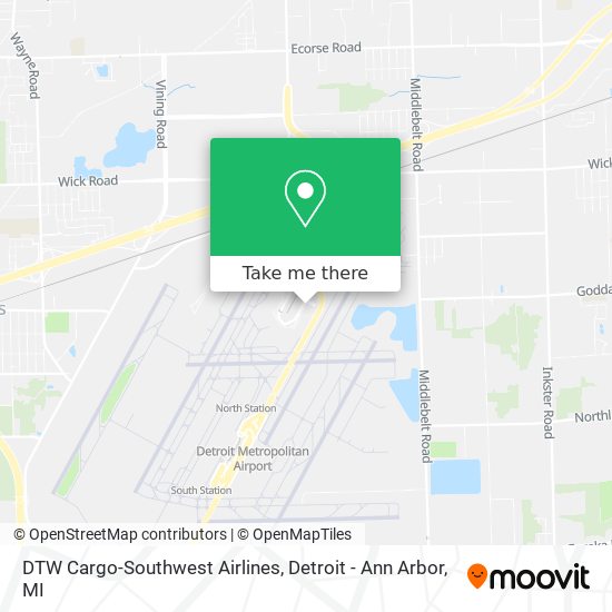 DTW Cargo-Southwest Airlines map