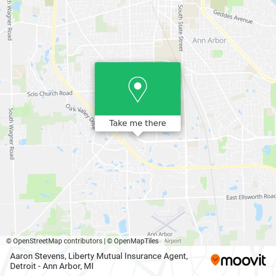 Mapa de Aaron Stevens, Liberty Mutual Insurance Agent