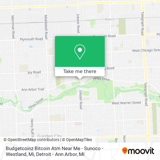 Mapa de Budgetcoinz Bitcoin Atm Near Me - Sunoco - Westland, Mi