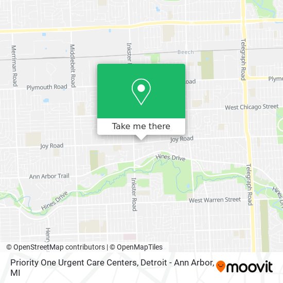 Mapa de Priority One Urgent Care Centers