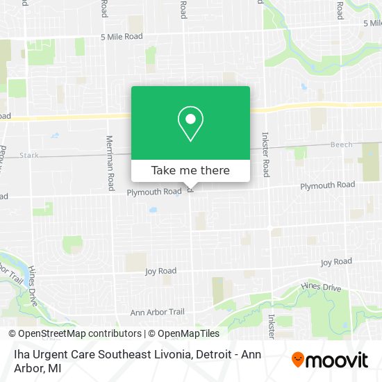 Iha Urgent Care Southeast Livonia map