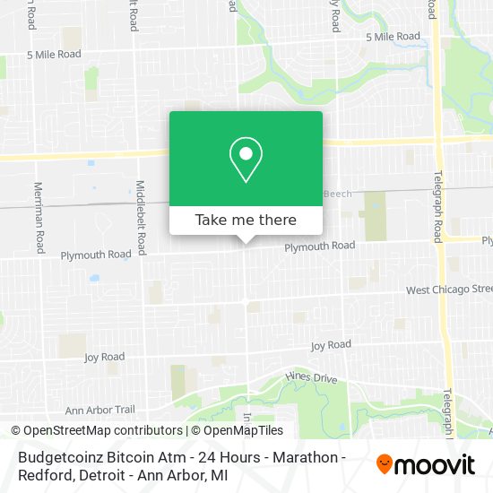 Mapa de Budgetcoinz Bitcoin Atm - 24 Hours - Marathon - Redford