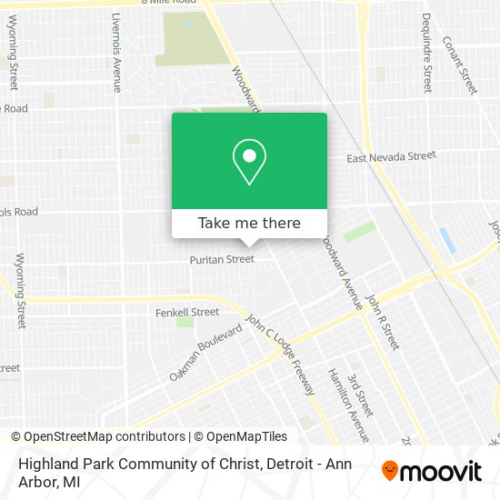 Highland Park Community of Christ map