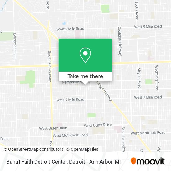 Baha'I Faith Detroit Center map