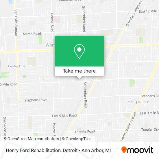Henry Ford Rehabilitation map