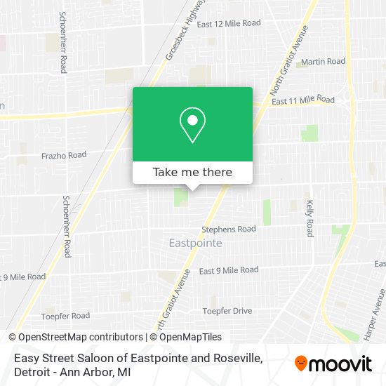 Easy Street Saloon of Eastpointe and Roseville map