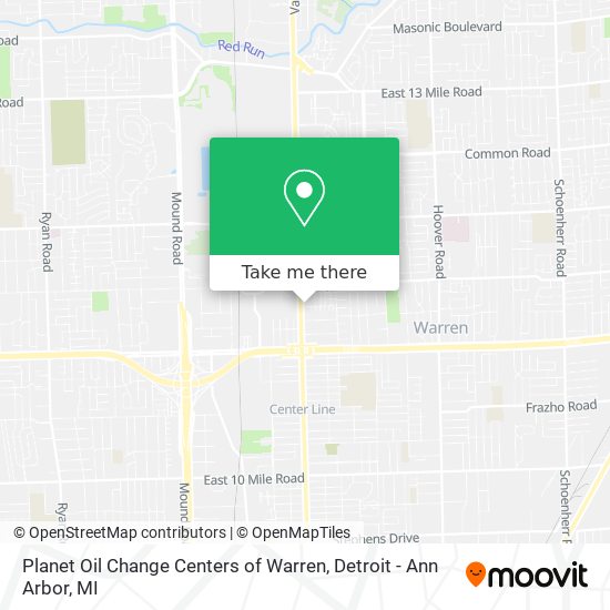 Planet Oil Change Centers of Warren map