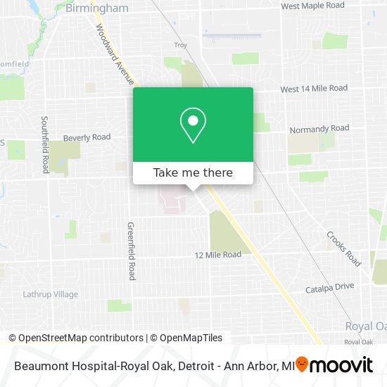 How to get to Beaumont Hospital Royal Oak in Detroit Ann Arbor