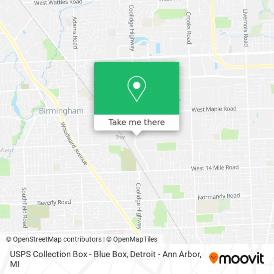 Mapa de USPS Collection Box - Blue Box