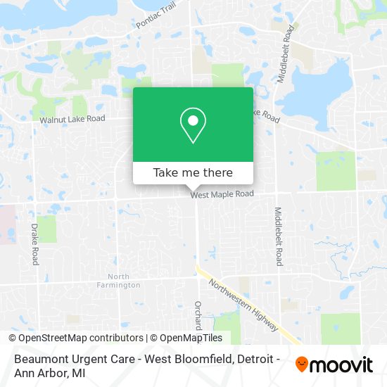 Mapa de Beaumont Urgent Care - West Bloomfield