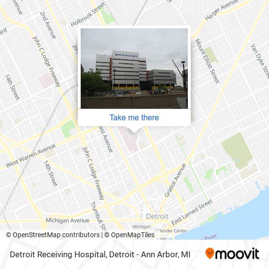 Detroit Receiving Hospital map