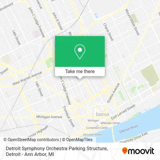 Mapa de Detroit Symphony Orchestra Parking Structure