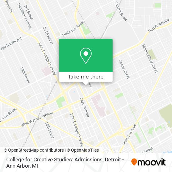 Mapa de College for Creative Studies: Admissions
