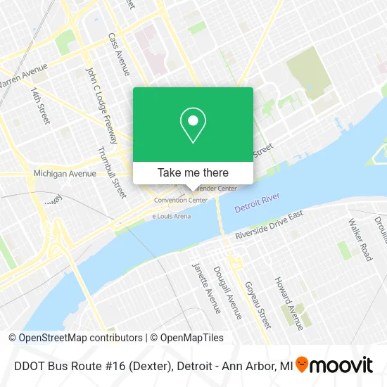 DDOT Bus Route #16 (Dexter) map