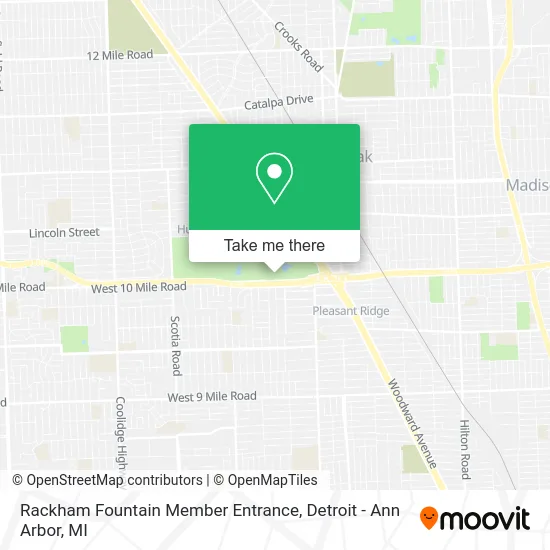 Rackham Fountain Member Entrance map