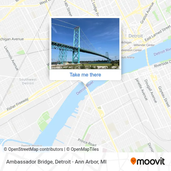 Ambassador Bridge map