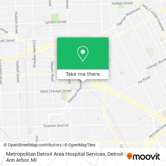 Metropolitan Detroit Area Hospital Services map