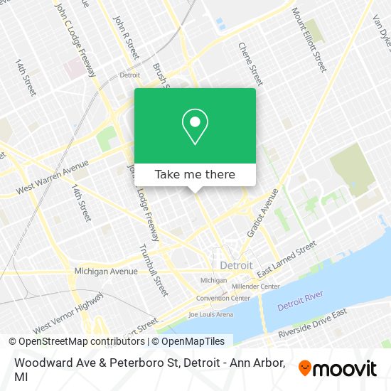 Woodward Ave & Peterboro St map